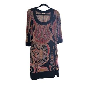 Tiana B Paisley Print Dress with 3/4 Sleeves